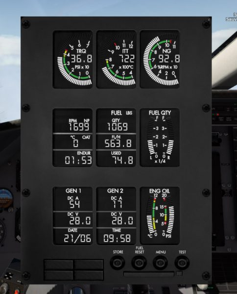 X-Plane Carenado Pilatsu PC-12, cadrans gestion de vol